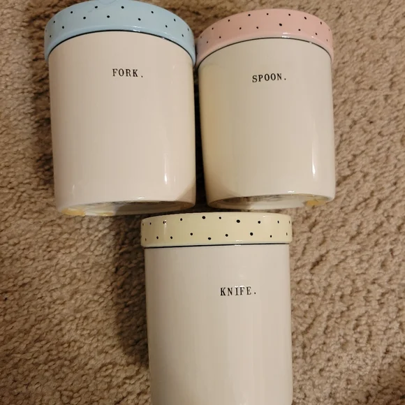 Rae Dunn Ceramic Cutlery Container Set - Picture 5 of 9